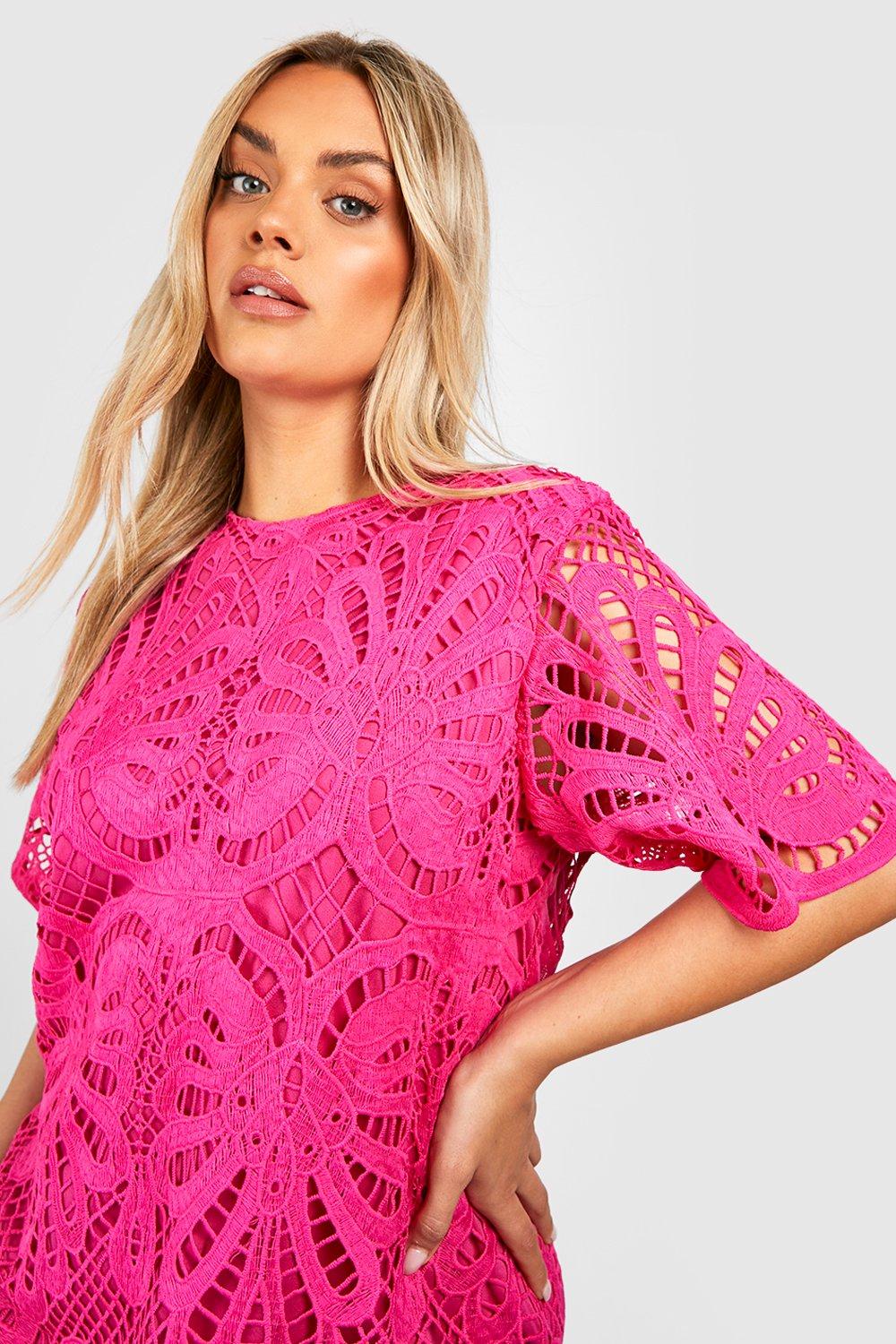 Boohoo crochet lace peplum bell best sale sleeve top